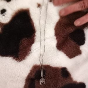 Horseshoe Diamond Pendant 14k white gold chain